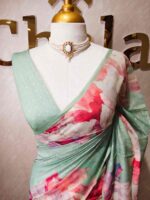 Chandheri with large floral patterns in contrast and stuttle colour - Image 4