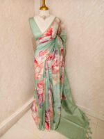 Chandheri with large floral patterns in contrast and stuttle colour - Image 6