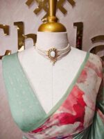 Chandheri with large floral patterns in contrast and stuttle colour - Image 5