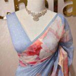 Chandheri with large floral patterns in contrast and stuttle colour