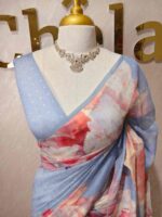Chandheri with large floral patterns in contrast and stuttle colour