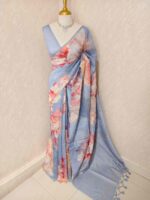 Chandheri with large floral patterns in contrast and stuttle colour - Image 3