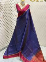 Kanjeevaram with small checked pattern and contrast border - Image 6