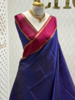 Kanjeevaram with small checked pattern and contrast border - Image 4