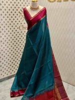Kanjeevaram with small checked pattern and contrast border - Image 9
