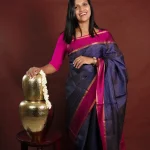 Kanjeevaram with small checked pattern and contrast border