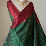 Kanjeevaram with check pattern and contrast border