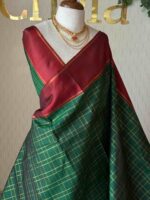 Kanjeevaram with check pattern and contrast border