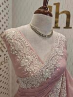 Organsa with digital printed body and floral lace border - Image 3