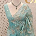 Organza with turkish like thread random floral design