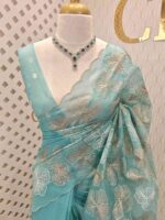 Organza with turkish like thread random floral design