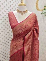 Softkatan with scattering from one point like pattern and boarders with floral motifs