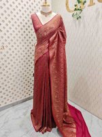 Softkatan with scattering from one point like pattern and boarders with floral motifs - Image 3