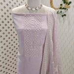 Salwar with flower like small pearl work on the neck