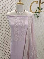 Salwar with flower like small pearl work on the neck