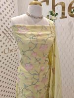 Salwar with multi colour floral design on body portion - Image 9