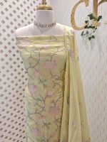 Salwar with multi colour floral design on body portion - Image 7