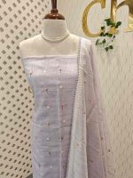 Salwar with intricate floral design and bird motify on  body end - Image 7