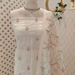 Salwar with swan and bird motify design and floral pattern on body