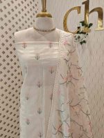 Salwar with swan and bird motify design and floral pattern on body