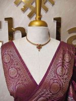Semi tussar banarasi with detailed floral motifs woven in gold zari - Image 20