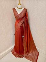 Semi tussar banarasi with intricate floral and leaf motifs on boarder - Image 6