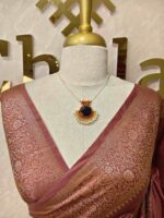 Semi tussar banarasi with intricate floral and leaf motifs on boarder - Image 8