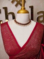 Semi tussar banarasi with intricate floral and leaf motifs on boarder - Image 23