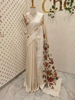 Semi tussar with different floral jaal applique work - Image 3