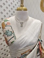 Semi tussar with multi coloured lotus on the pallu side - Image 2