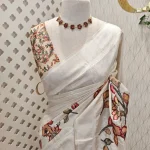 Semi tussar saree with different type and colours of work on the pallu