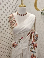 Semi tussar saree with different type and colours of work on the pallu