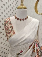 Semi tussar saree with different type and colours of work on the pallu - Image 2