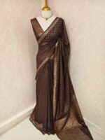 Tissue banarasi with diamond shaped small prints on full body with thin boarder - Image 43