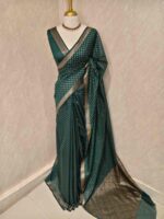 Tissue banarasi with diamond shaped small prints on full body with thin boarder - Image 19