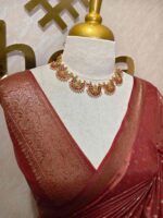 Tissue banarasi with diamond shaped small prints on full body with thin boarder - Image 21