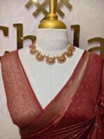 Tissue banarasi with diamond shaped small prints on full body with thin boarder - Image 20