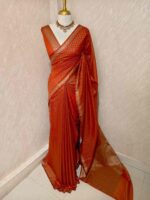 Tissue banarasi with diamond shaped small prints on full body with thin boarder - Image 7