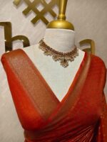 Tissue banarasi with diamond shaped small prints on full body with thin boarder - Image 6