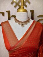 Tissue banarasi with diamond shaped small prints on full body with thin boarder - Image 5