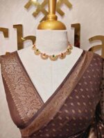Tissue banarasi with diamond shaped small prints on full body with thin boarder - Image 44