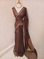 Tissue banarasi with diamond shaped small prints on full body with thin boarder - Image 46