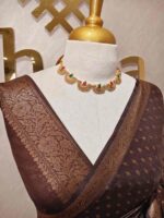 Tissue banarasi with diamond shaped small prints on full body with thin boarder - Image 45