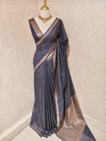 Tissue banarasi with diamond shaped small prints on full body with thin boarder - Image 25