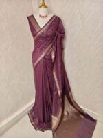 Tissue banarasi with diamond shaped small prints on full body with thin boarder - Image 28