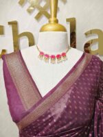Tissue banarasi with diamond shaped small prints on full body with thin boarder - Image 26
