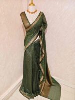 Tissue banarasi with diamond shaped small prints on full body with thin boarder - Image 10