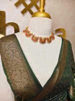 Tissue banarasi with diamond shaped small prints on full body with thin boarder - Image 9