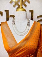 Tissue banarasi with diamond shaped small prints on full body with thin boarder - Image 29