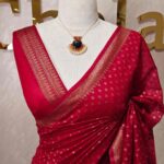 Tissue banarasi with diamond shaped small prints on full body with thin boarder